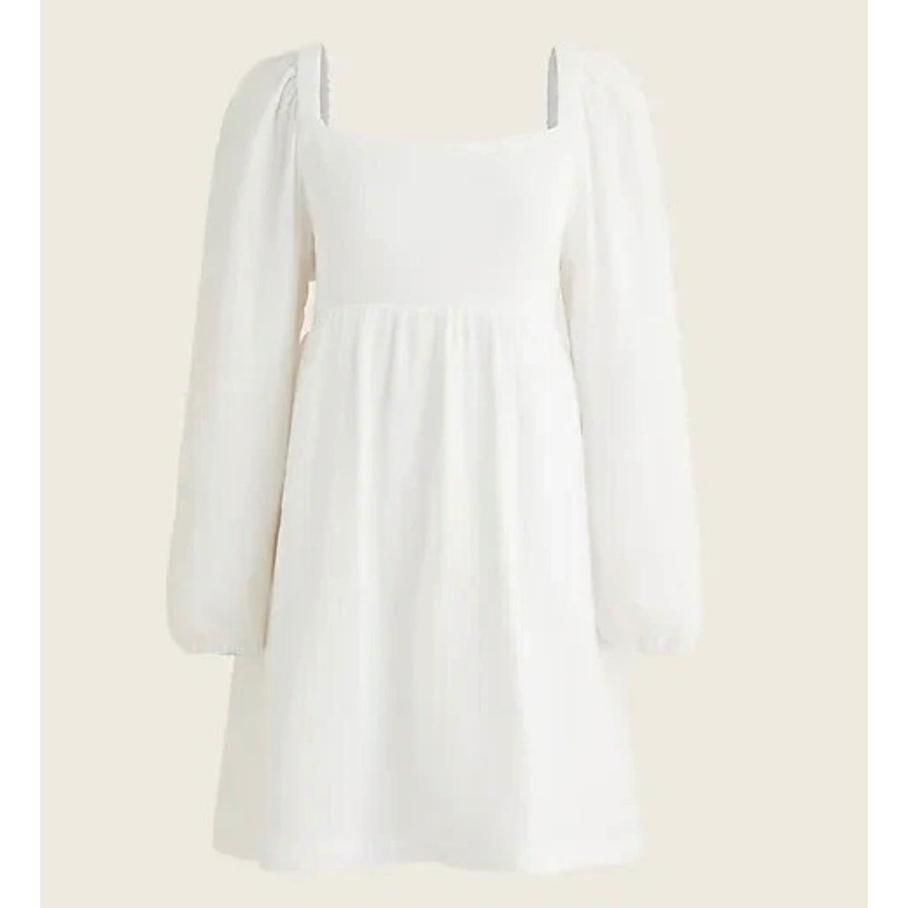 J.Crew White Soft Gauze Squareneck Puff Sleeve Mini Dress 3X BG502 NEW